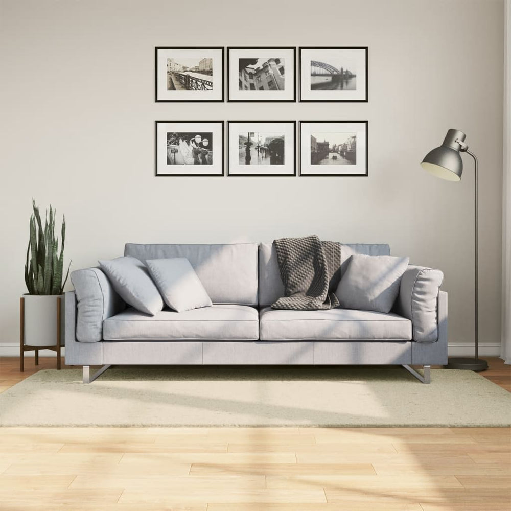 Waschbarer Kurzflor Teppich Creme 100x200 cm
