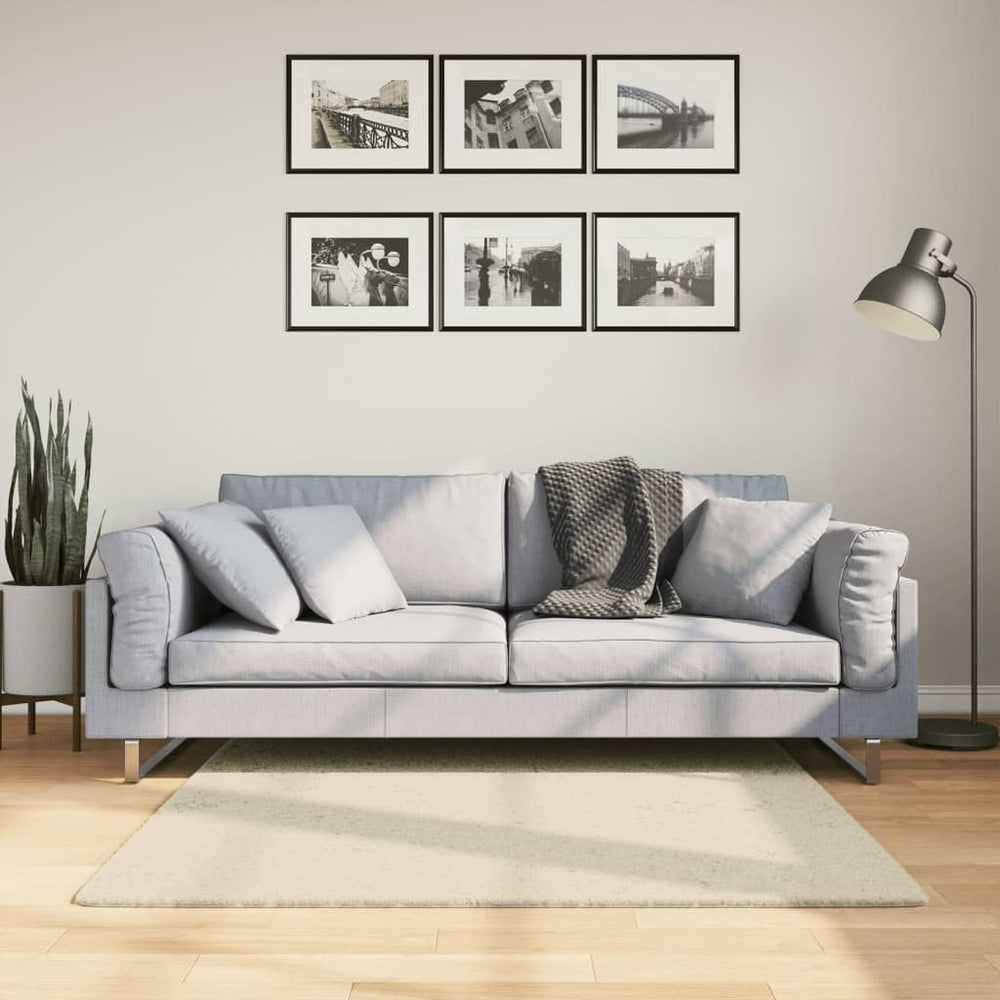 Creme Teppich HUARTE, Kurzflor, Waschbar, 120x120 cm