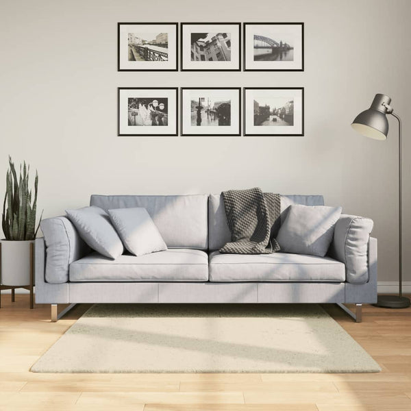 Creme Teppich HUARTE, Kurzflor, Waschbar, 120x120 cm