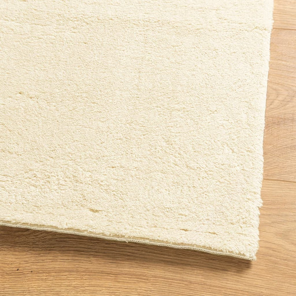 Creme Teppich HUARTE Kurzflor 160x160 cm