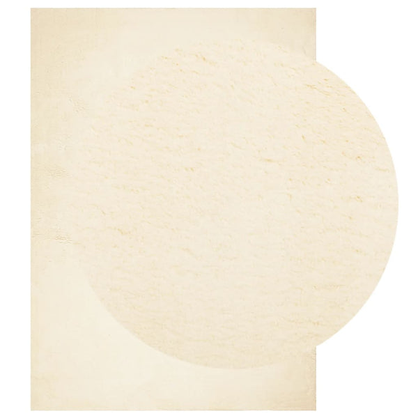 Weicher, waschbarer Kurzflor-Teppich Creme 160x230 cm