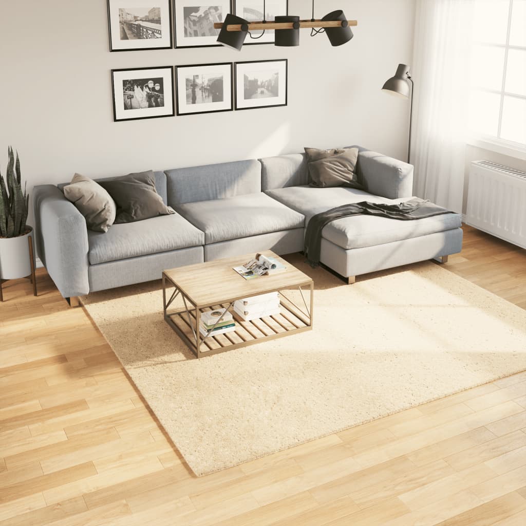 vidaXL Tapis HUARTE à poils courts, doux et lavable Crème 240x240 cm