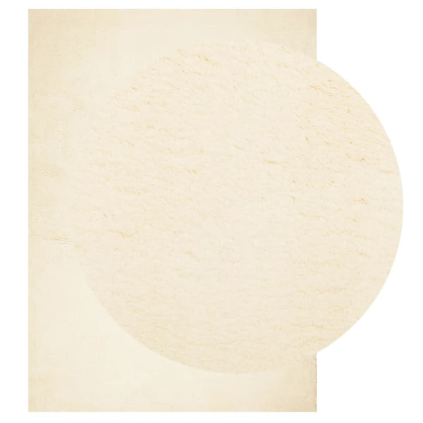 Waschbarer Kurzflor Teppich Creme 240x340 cm