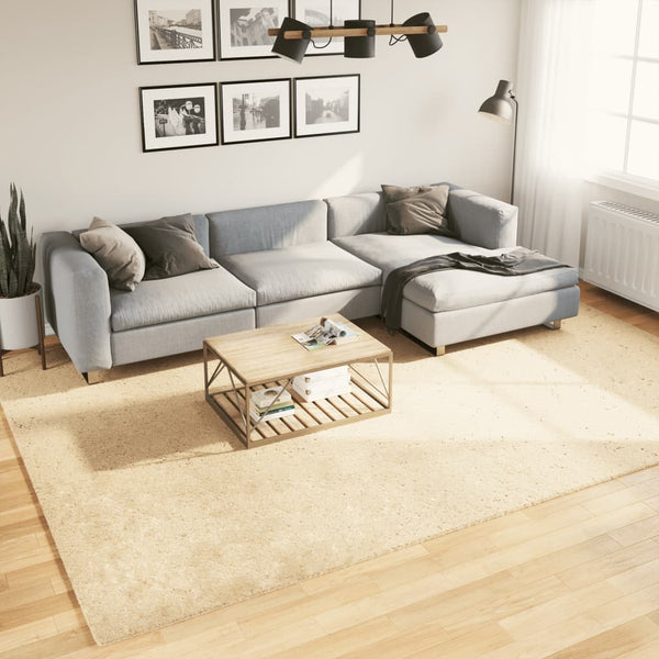 Waschbarer Kurzflor Teppich Creme 240x340 cm
