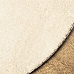 Teppich Creme Kurzflor Ø 80cm Waschbar