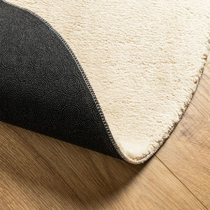 Teppich Creme Kurzflor Ø 80cm Waschbar