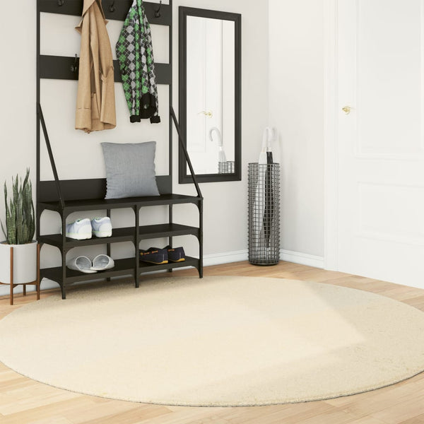 vidaXL Tapis HUARTE à poils courts, doux et lavable, crème Ø 200 cm