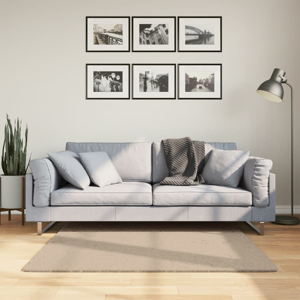 Sandfarbener Teppich HUARTE, 120x120cm
