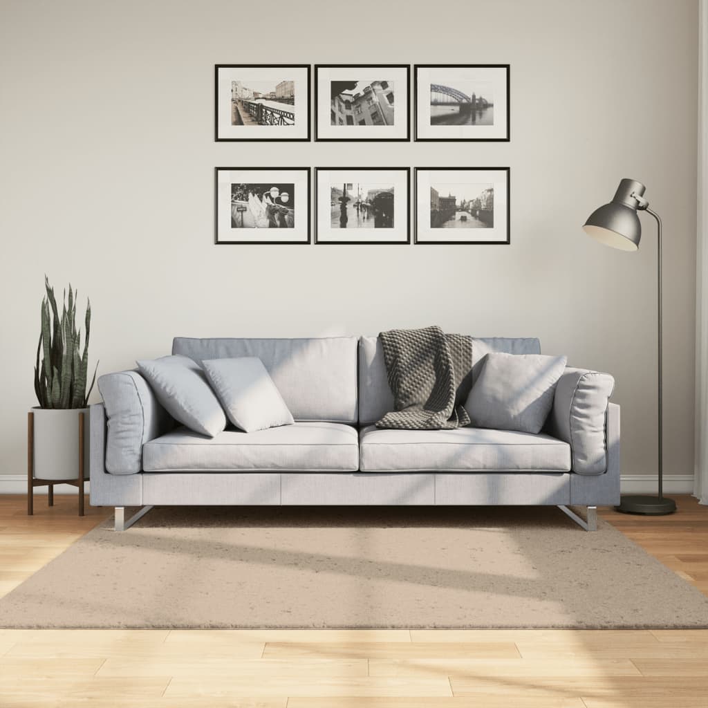 Sandfarbener Teppich HUARTE, 160x160cm, Waschbar
