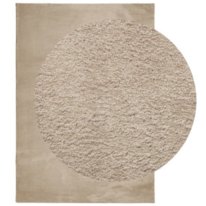 Sandfarbener Kurzflor Teppich 160x230cm Waschbar