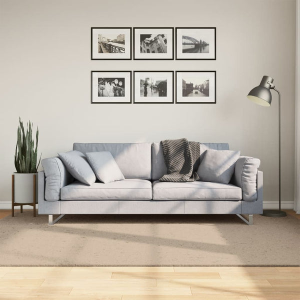 Sandfarbener Kurzflor Teppich 160x230cm Waschbar