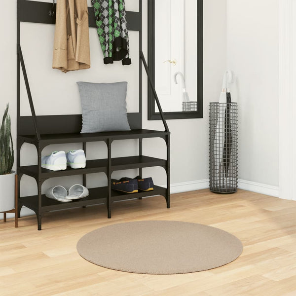 Sandfarbener Teppich HUARTE, Kurzflor, Ø 80cm