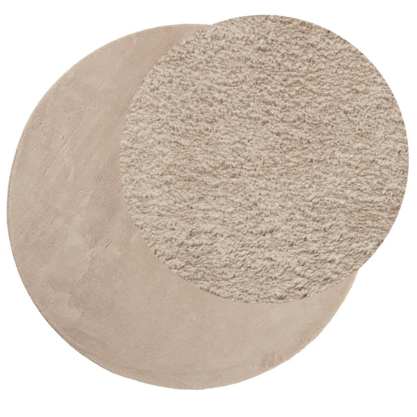 Runder, waschbarer Kurzflor-Teppich, Sand, Ø 120 cm
