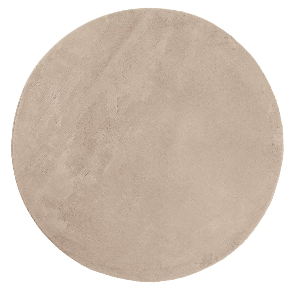 Sandfarbener Kurzflor Teppich Ø 160cm