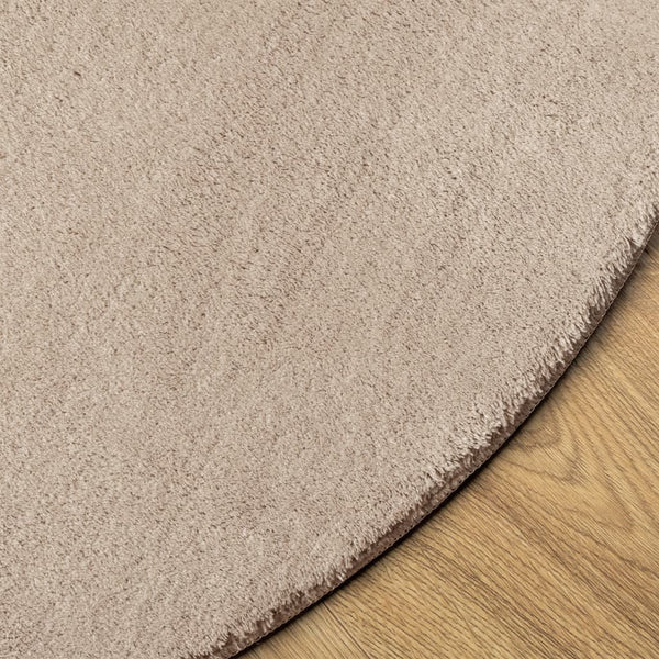 Sandfarbener Kurzflor Teppich Ø 200cm
