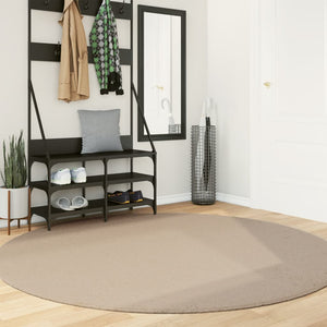 Sandfarbener Kurzflor Teppich Ø 200cm