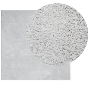 Weicher, Waschbarer Kurzflor Teppich Grau 120x120 cm
