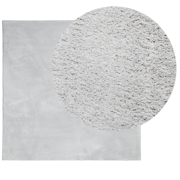 Weicher, Waschbarer Kurzflor Teppich Grau 120x120 cm
