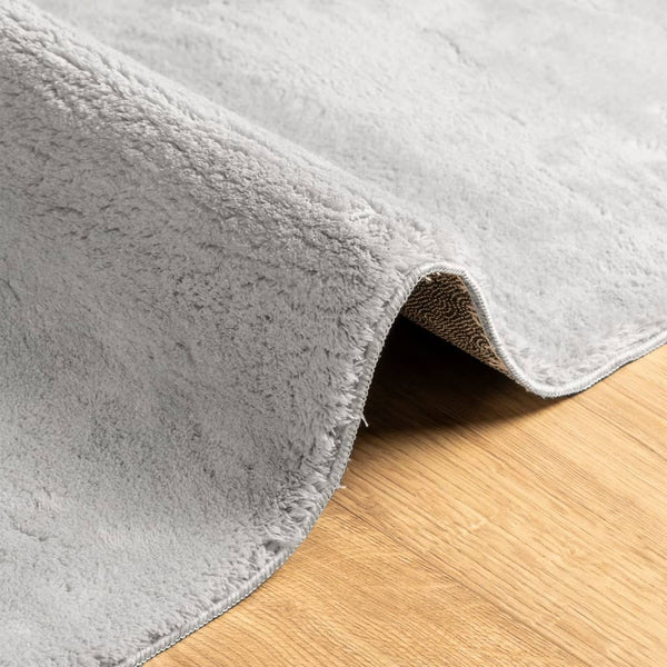 Weicher, Waschbarer Kurzflor Teppich Grau 120x120 cm
