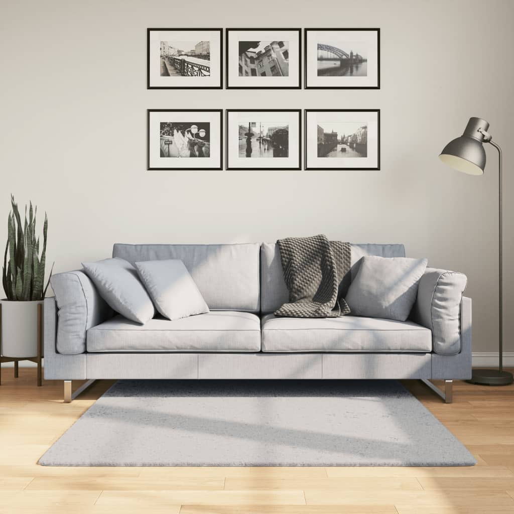 Weicher, Waschbarer Kurzflor Teppich Grau 120x120 cm