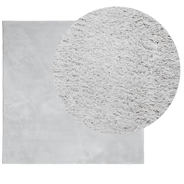 Grauer Kurzflor Teppich HUARTE 160x160 cm
