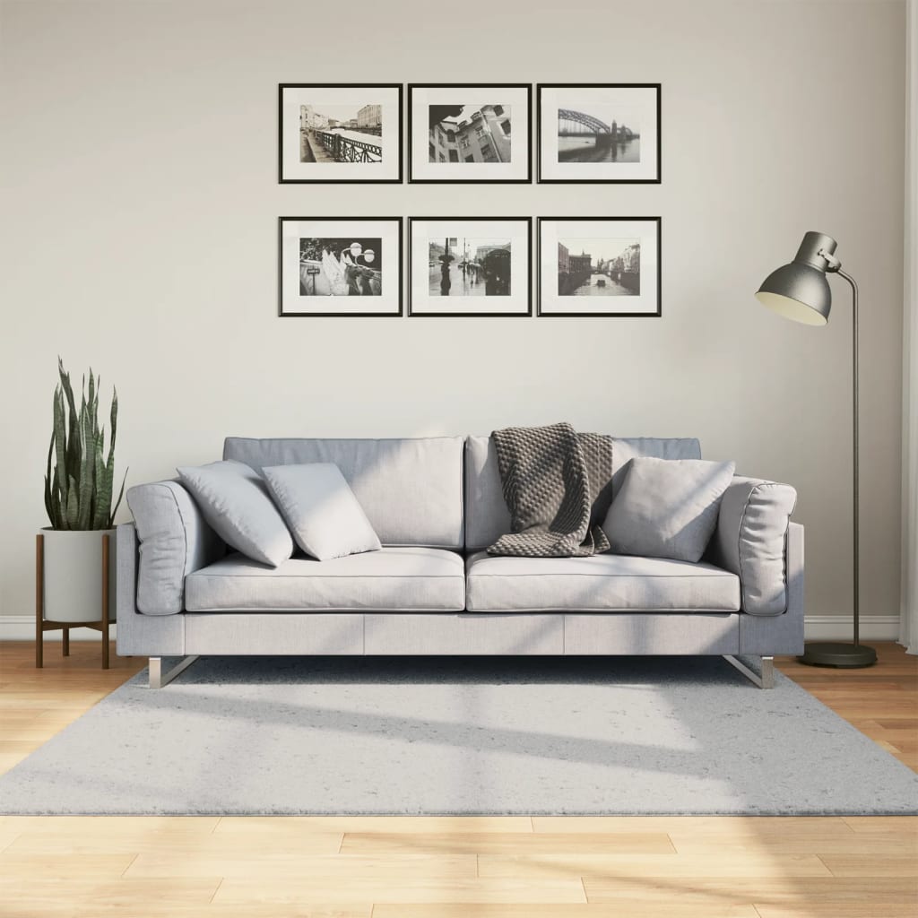Grauer Kurzflor Teppich HUARTE 160x160 cm