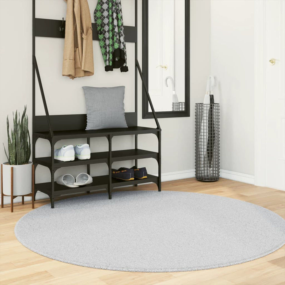 Grauer Kurzflor Teppich HUARTE Ø 160cm