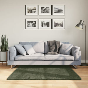 Waldgrüner Kurzflor Teppich HUARTE, 120x120 cm