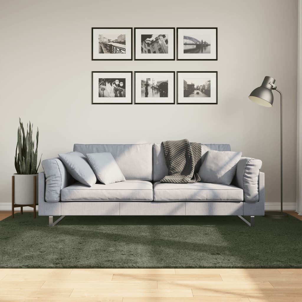 Waldgrüner Kurzflor Teppich HUARTE 160x230 cm