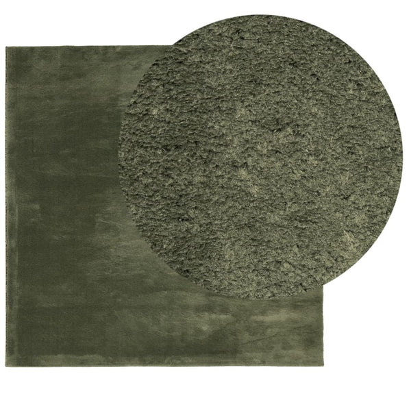 vidaXL Tapis HUARTE à poils courts, doux et lavable, vert forêt 200x200 cm