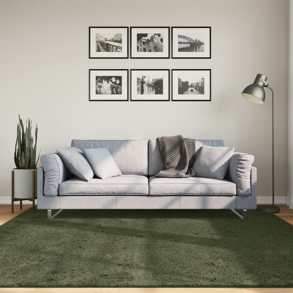 Waldgrüner Teppich HUARTE, 200x200 cm