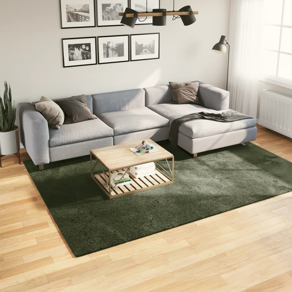 Waldgrüner Kurzflor Teppich 200x280 cm