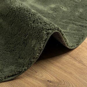 Waldgrüner Kurzflor Teppich HUARTE Ø 100cm