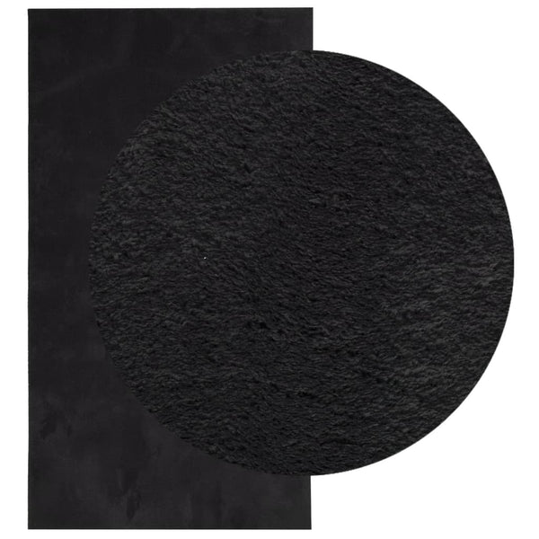 Schwarzer Kurzflor Teppich HUARTE, 80x150 cm