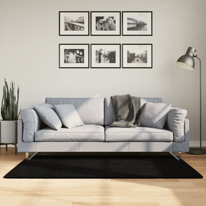 Schwarzer Kurzflor Teppich HUARTE, 80x150 cm