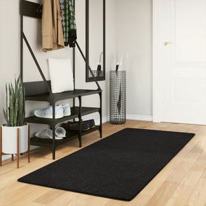 Schwarzer Kurzflor Teppich HUARTE 80x200 cm