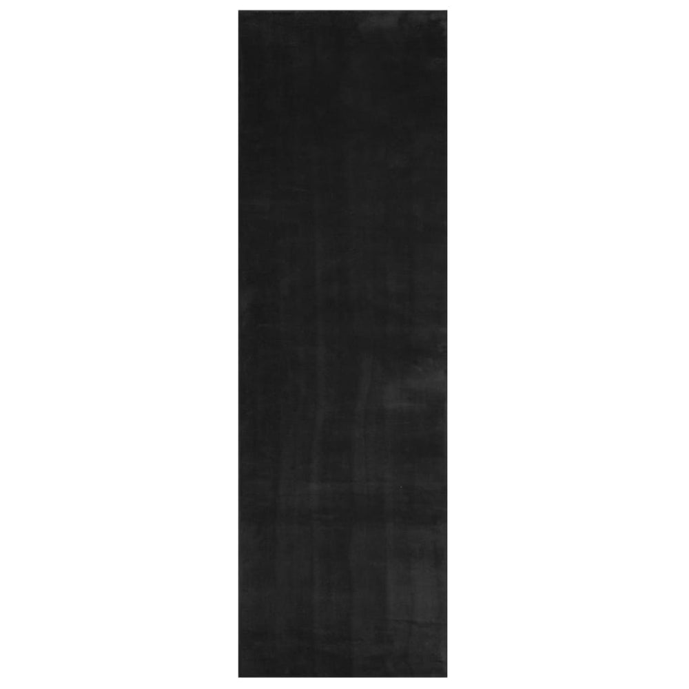Schwarzer Teppich HUARTE, Kurzflor, 80x250 cm