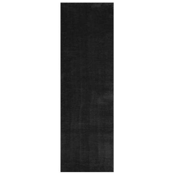 vidaXL Tapis HUARTE à poils courts doux et lavable Noir 80x250 cm