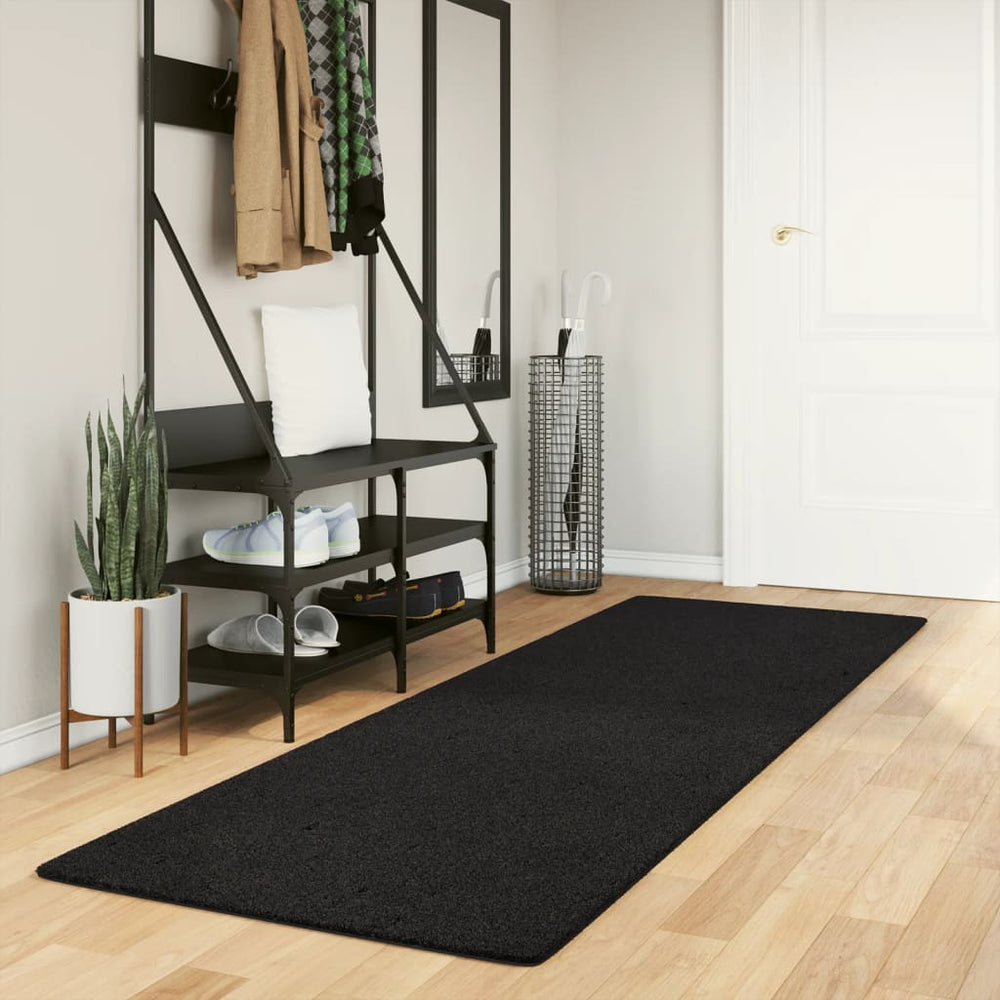 Schwarzer Teppich HUARTE, Kurzflor, 80x250 cm