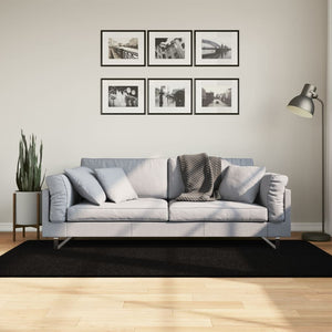 Schwarzer Kurzflor Teppich HUARTE 100x200 cm