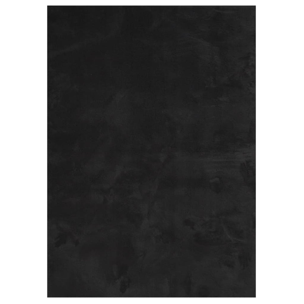 Schwarzer Kurzflor Teppich HUARTE 120x170 cm