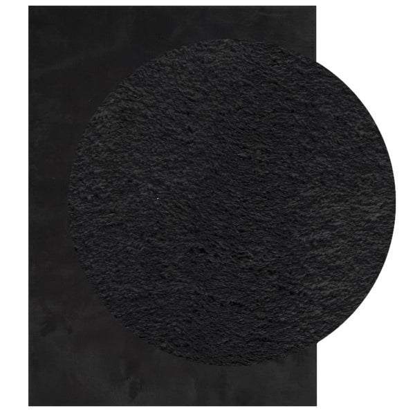 Schwarzer Kurzflor Teppich HUARTE 120x170 cm