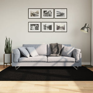 Schwarzer Kurzflor Teppich HUARTE 140x200 cm
