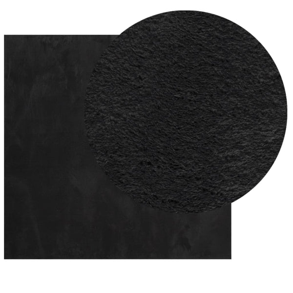 Schwarzer Kurzflor Teppich HUARTE 160x160 cm