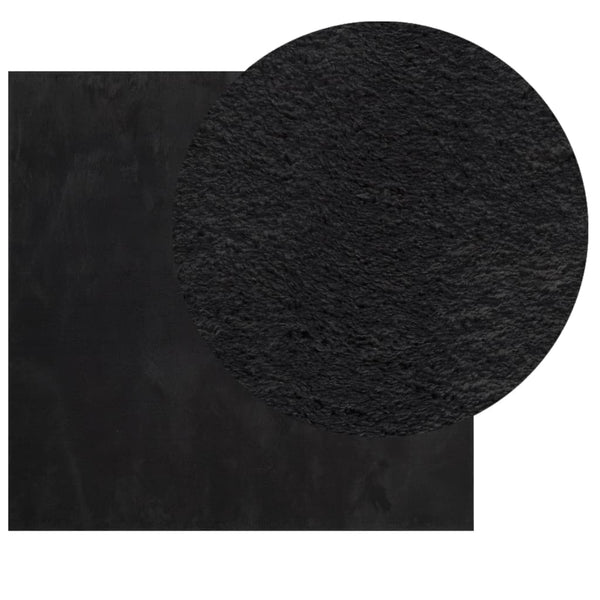 Schwarzer Kurzflor Teppich HUARTE, 200x200 cm