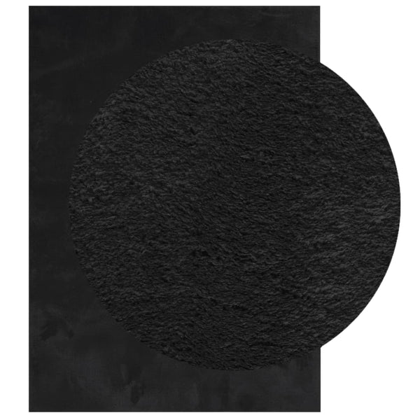 vidaXL Tapis HUARTE à poils courts, doux et lavable Noir 200x280 cm