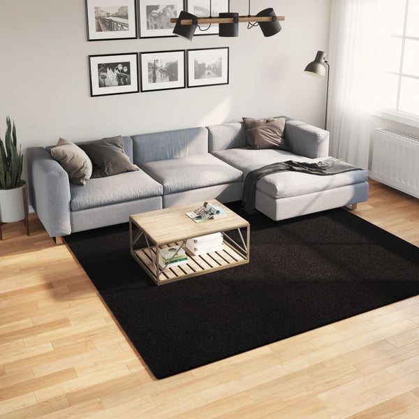Schwarzer Teppich HUARTE, Kurzflor, 240x240 cm