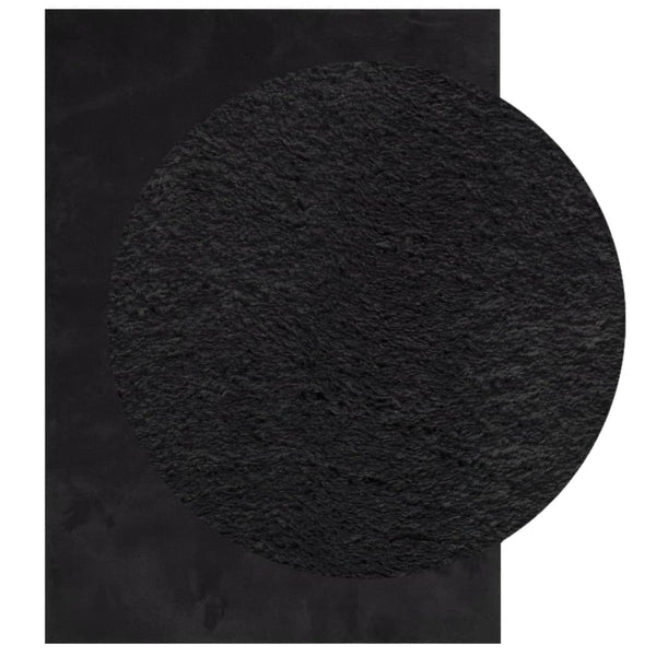 Schwarzer Kurzflor Teppich HUARTE 240x340 cm