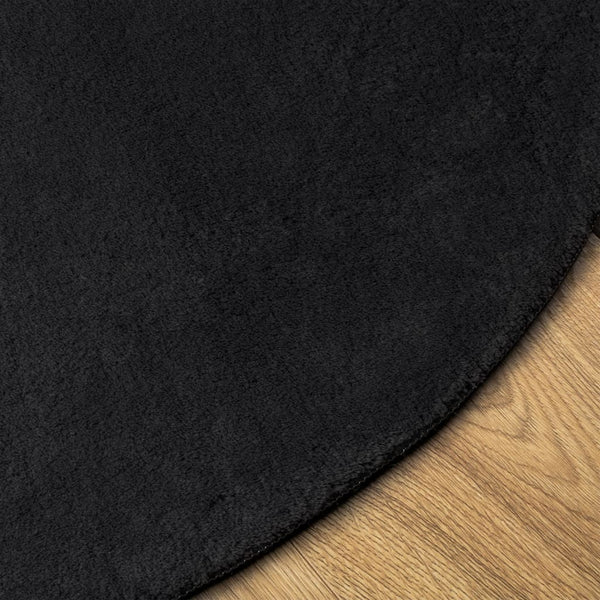 vidaXL Tapis HUARTE à poils courts doux et lavable Noir Ø 80 cm
