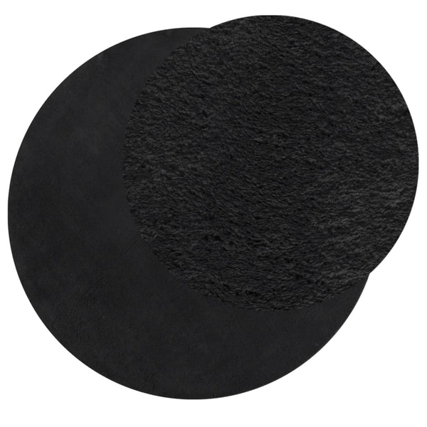 vidaXL Tapis HUARTE à poils courts, doux et lavable Noir Ø 100 cm